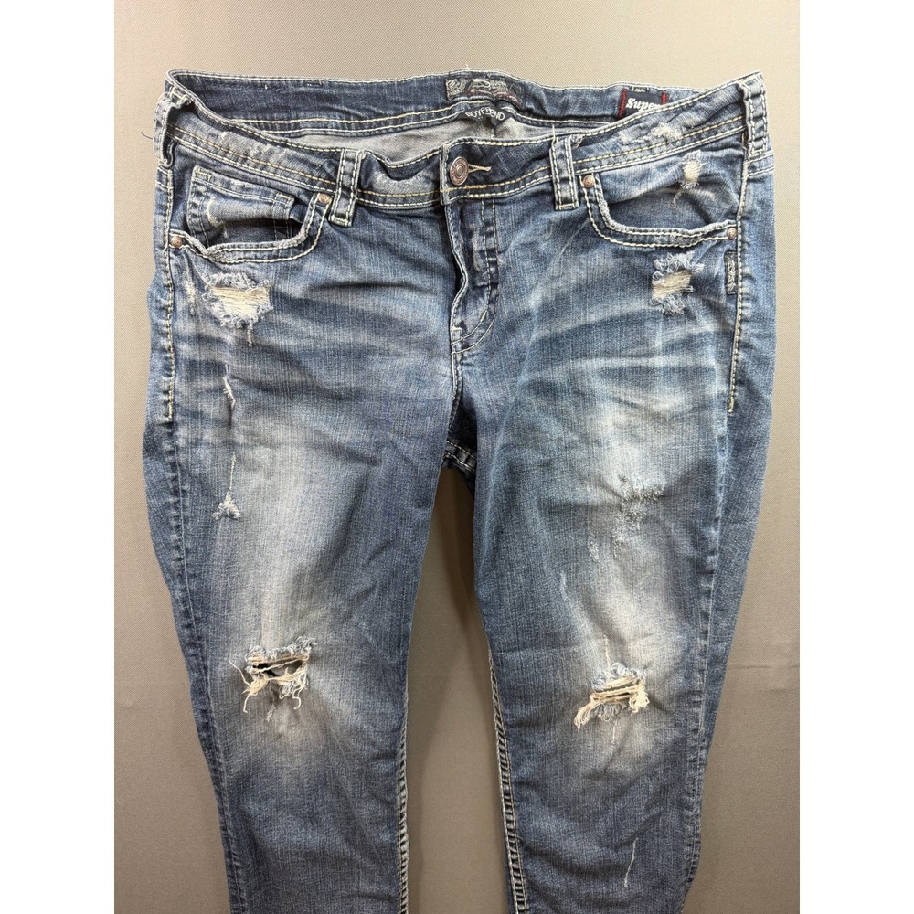 Silver Jeans Co Boyfriend Jeans Womens Blue Super Stretch 35x26 - Picture 6 of 14